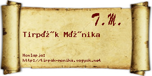 Tirpák Mónika névjegykártya