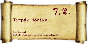 Tirpák Mónika névjegykártya
